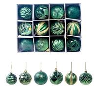 freesiom Boules de Noël A Decorer Kit de 12 Ornement Décoration Suspendu Sapin Arbre Traditionnel Original Kawaii Cadeau Décor Suspendre (Vert)