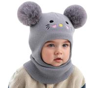 freesiom Cagoule Unisexe Garcon Fille Bonnet Enfant Hiver Chaud Coton Ski Modo Chat Pompon Mignon Cache Protection d'oreilles Écharpe Chapeau Cape Bob