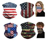 freesiom Lot de 4 Cache Cou Col Visage Couvre-Chef Bandana Tube Homme Femme Cagoule Drapeau Americain Tour de Cou Sport Moto Velo Protection Vintage Cadeau Pas Cher