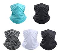 freesiom Lot de 5 Cache Cou Col Visage Couvre-Chef Bandana Tube Homme Femme Cagoule Tour de Cou Sport Moto Velo Protection Vintage Cadeau Pas Cher