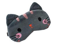 freesiom Masque de Sommeil Nuit Yeux Dormir Peluche Femme Enfant Chat Animaux 3D Occultant Douce Cache Voyage Sieste Cadeau Pas Cher (Gris)