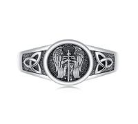 Freesloth Bague de Saint Michel et Christophe pour homme en argent sterling 925 catholique réglable, cadeau amulette pour femme, unisexe, Argent, Aucune pierre précieuse
