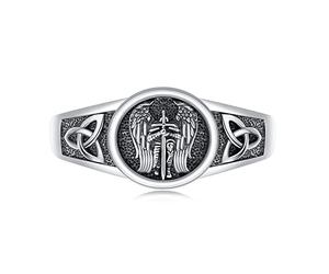 Freesloth Bague de Saint Michel et Christophe pour homme en argent sterling 925 catholique réglable, cadeau amulette pour femme, unisexe, Argent, Aucune pierre précieuse