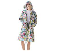 Freesmily Manteau de pluie élégant et long pour femme avec veste de pluie imperméable à capuche, coloré, L