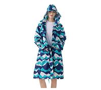 Freesmily Manteau de pluie long élégant imperméable à capuche pour femmes, XXL