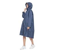 Freesmily Manteau de pluie long élégant pour femme avec veste de pluie imperméable à capuche, Bleu profond, XXL