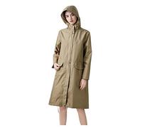 Freesmily Manteau de pluie long élégant pour femme avec veste de pluie imperméable à capuche, café, XXL