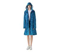 Freesmily Manteau de pluie long élégant pour femme avec veste de pluie imperméable à capuche, Fleur bleue., XL