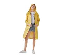 Freesmily Manteau de pluie long élégant pour femme avec veste de pluie imperméable à capuche, jaune, L