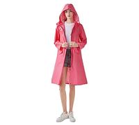 Freesmily Manteau de pluie long élégant pour femme avec veste de pluie imperméable à capuche, rouge, XXL