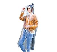 Freesmily Manteau de pluie super transparent pour femme - Poncho de pluie imperméable en EVA réutilisable avec capuche et cordon de serrage, XL