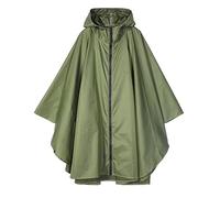 Freesmily Poncho de pluie élégant pour femmes imperméable manteau de pluie avec capuche et fermeture éclair, Vert kaki, taille unique