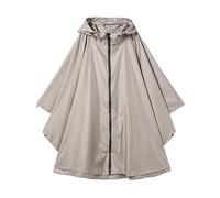 Freesmily Poncho de pluie élégant pour femmes imperméable manteau de pluie avec capuche et fermeture éclair, Gris, taille unique