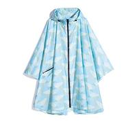 Freesmily Poncho de pluie élégant pour femmes imperméable manteau de pluie avec capuche fermeture éclair, Géométrie bleue, taille unique