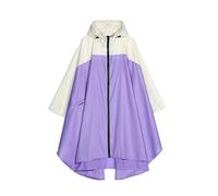 Freesmily Poncho de pluie élégant pour femmes imperméable manteau de pluie avec capuche fermeture éclair, violet/blanc, taille unique
