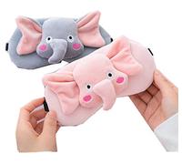 Freesom Lot de 2 Masque de Nuit Sommeil Yeux Dormir Femme Enfant Fille Peluche Poil Elephant Animaux 3d Fantaisie Mignon Occultant Douce Cache Voyage Cadeau Pas Cher Rose Gris