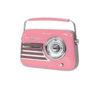 MADISON - FREESOUND-VR40P - Radio Vintage de 30W sur Batterie Longue autonomie avec Bluetooth, USB et FM - Rose