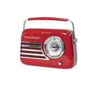 Madison Radio vintage FREESOUND-VR40R 30W Batterie longue autonomie Bluetooth USB FM Rouge