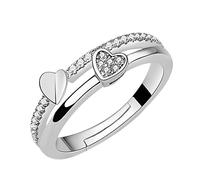Freessom Bague Femme Coeur Amour Infini Argent 925 Diamant Zirconium Reglable Fine Delicat Ajustable Originale Faitaisie Anneau Bijoux Mariage Fiancaille Saint-Valentin Pas Cher Cadeau Ideal