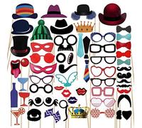 Freessom Photobooth Mariage Champetre Drole Kit de 58pcs Couronne Hippie Décoration Mariage Français Anniversaire Accessoires de Déguisement Photos Vintage Bricolage DIY Decor Fête Party Soirée