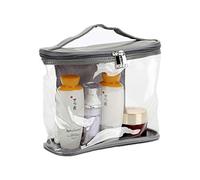 Freessom Trousse De Toilette Homme Femme Transparente Poignée Rigide Carre Originale Organisateur Etanche Sac A Main Sac Cosmétique Maquillage Voyage Avion Cadeau Pas Cher (Argente)