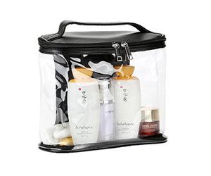 Freessom Trousse De Toilette Homme Femme Transparente Poignée Rigide Carre Originale Organisateur Etanche Sac A Main Sac Cosmétique Maquillage Voyage Avion Cadeau Pas Cher (Noir)