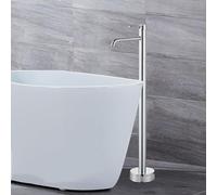 Freestanding Bath Tap Brass Single Handle Hot and Cold Bath Mixer Taps Silver