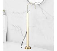 Freestanding Bath Taps 360° Swivel Hot and Cold Freestanding Bath Tap Brass Brushed Gold