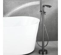 Freestanding Bathroom Tap Bath Single Handle 2 Mode Freestanding Taps for Bath Floor Mounted with Shower Attachment,Grey