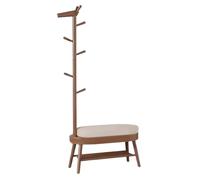 Freestanding Coat Rack with Shoe Bench, Wooden Hall Tree with Cushion for Entryway, Bedroom, Living Room - Stylish Storage for Coats, Hats, Bags (31,5 po)