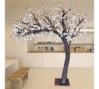 Freestanding Fake White Flower Tree, Lifelike Artificial Plum Blossom Tall Simulation Plant for Spring Festival Commercial Window Display(5M)