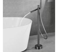Freestanding Taps for Bath with Hand Shower 360° Rotating Hot and Cold Bathroom Tap for Free Standing Bath,Grey