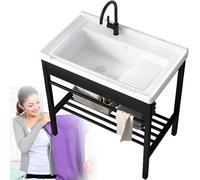 Freestding Buanderie Évier Utilitaire, Éviers Utilitaires pour Une Buanderie, Évier De Cuve à Lessive, Avecbracket D Kit De Vidange pour Buanderie Buanderie Garage sous-s, 101x48x83cm