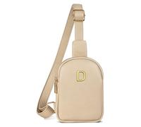 Freesya Cadeaux personnalisés pour elle, sacs à bandoulière initiale pour femme, petit sac à main à bandoulière pour fille, sac banane avec lettre, taupe, D