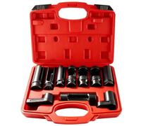 FreeTec 10pcs Douille Sonde Lambda, 22mm 27mm 29mm Clé Sonde Lambda ouille Demonte Sondes Oxygène, 1/2" et 3/8" Jeu Cle Outils Sonde-lambda Nox pour Voiture (Rouge)