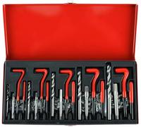 FreeTec 131pcs Kit Réparation Filetage, Kit Helicoil M5 M6 M8 M10 M12, Coffret Réparation Filetage Helicoil avec Forets HSS Tarauds et Inserts Hélicoïdaux pour Bloc-cylindres et Carter d'Huile (Rouge)