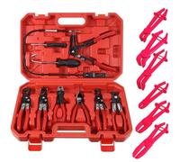 FreeTec 15 pièces Kit Pince a Collier de Durite, 9 Pince Collier à Ressort et 6 Pinces Blocage Tuyau, Pinces Verrouillable pour Démonter Colliers de Serrage Auto-Serrant sur Carburant Huile Radiateur