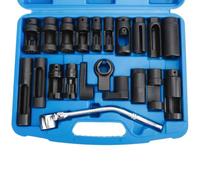 FreeTec 21pcs Douille Sonde Lambda, 22mm Clé Sonde Lambda, Clé à Douille Demonte Sondes à Oxygène, 1/2" et 3/8" Jeu Cle Outils Sondes NOx pour Voiture