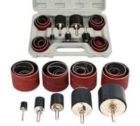 FreeTec 25pcs Tambour de Poncage, 80 et 120 Grain Manchon Abrasif pour Ponceuse, 1/8" et 1/4" Manchon Abrasif Tambour Poncage pour Perceuse, Outil pour Poncer le Bois, Ø12 18 23 31 50 mm