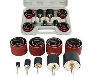 FreeTec 25pcs Tambour de Poncage, 80 et 120 Grain Manchon Abrasif pour Ponceuse, 1/8" et 1/4" Manchon Abrasif Tambour Poncage pour Perceuse, Outil pour Poncer le Bois, Ø12 18 23 31 50 mm