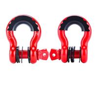 FreeTec 2pcs Manille 4x4, 4,75 T Manille de Levage, 3/4" Manilles de Remorquage 4x4, Manilles Acier Galvanisé avec Garnitures Caoutchouc pour Traction de Remorque Jeep Voiture Camion (Rouge)