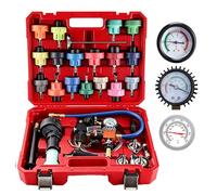 FreeTec 31pcs Testeur Systeme de Refroidissement, Kit Testeur Pression Radiateur, Universels Testeurs Fuite et Purgeur pour Liquide Refroidissement, Test Radiateur avec Pompe et Adaptateur (Rouge)