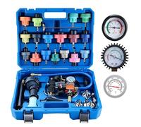 FreeTec 31pcs Testeur Systeme de Refroidissement, Kit Testeur Pression Radiateur, Universels Testeurs Fuite et Purgeur pour Liquide Refroidissement, Test Radiateur avec Pompe et Adaptateur (Bleu)