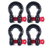 FreeTec 4 Pièces Manille 4x4, 4,75 Tonnes Manille de Levage, 3/4" Manilles de Remorquage 4x4, Manilles Acier Galvanisé de Traction de Remorque pour Jeep Voiture Camion (Noire et Rouge)