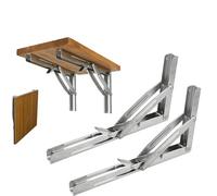 FreeTec Équerre Pliable - 300 mm - 2 PCS - Équerre Pliante Charge Lourde, Équerre Étagère Murale en Acier Inoxydable, Équerre Rétractable, Supports d'Étagère Pliants, Charge Max: 150 kg