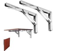 FreeTec Équerre Pliante Charge Lourde - 2PCS - 300 mm - Équerre Pliable 300 mm, Équerre Étagère Murale en Acier Inoxydable, Équerre Rétractable, Charge Max: 150 kg