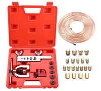FreeTec Kit d’outils pour évasement de conduite de frein, ensemble d’outils pour élargir les conduites de frein, 7,62m Ø 4,75mm conduite de frein avec 16 connexions+5 connecteurs, idéal pour systèmes