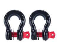 FreeTec Lot de 2 manilles de remorquage robustes de 4,75 t - 3/4" - En acier galvanisé - Anti-rayures - Avec kit de protection en caoutchouc et vis sans tête - Pour voiture 4 x 4, tout-terrain - Noir