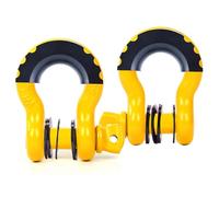 FreeTec Lot de 2 manilles de remorquage robustes en acier galvanisé de 4,75 t, 3/4", résistantes aux rayures, avec kit de protection en caoutchouc et vis sans tête, pour voiture 4 x 4, Offroad (jaune)
