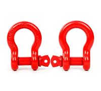 FreeTec Lot de 2 manilles Droites avec vis sécurisées 4,75 T pour remorquage et remorque, Acier galvanisé (Rouge)